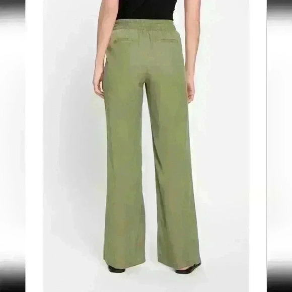 Olsen Anna Khaki Flat Front Wide Leg High Waist Pull On Trouser Sz M/10 NWOT - Picture 2 of 13